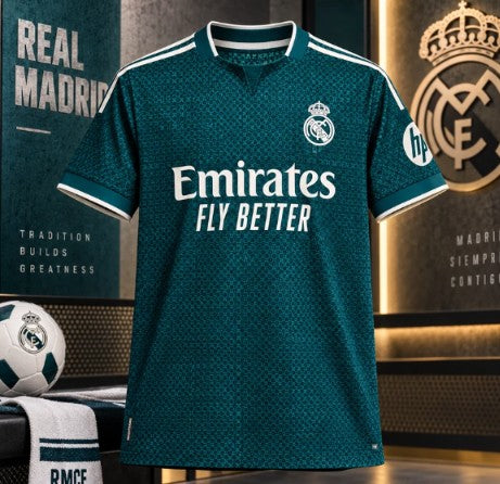 Real Madrid Green Football Jersey 2025/26 – Stylish Soccer Sports T-Shirt for Men