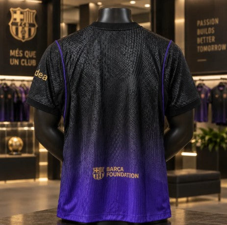 FC Barcelona Black & Purple Football Jersey – Stylish Soccer Sports T-Shirt for Men