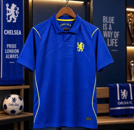 Chelsea FC Blue Football Jersey – Royal Blue Polo Collar Soccer T-Shirt for Men