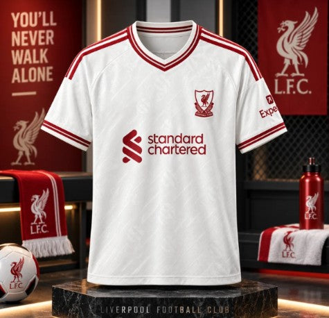 White & Red Football Jersey – Premium Short Sleeve Soccer Sports T-Shirt for Men