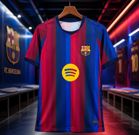 Blue & Red Striped Football Jersey – Premium Short Sleeve Soccer Sports T-Shirt for Men