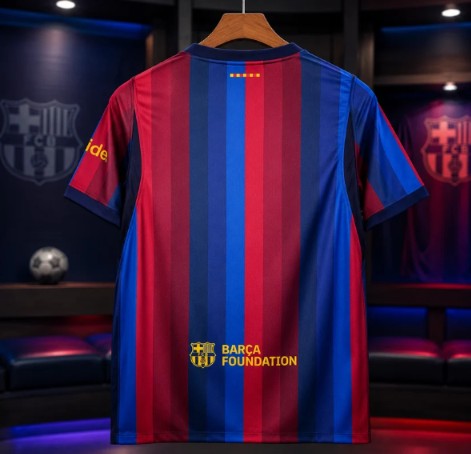 Blue & Red Striped Football Jersey – Premium Short Sleeve Soccer Sports T-Shirt for Men