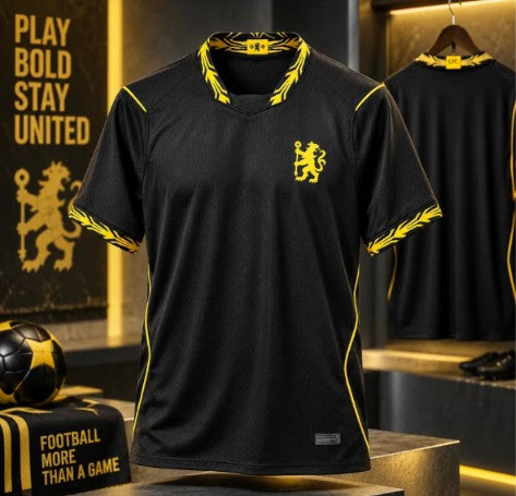 Black & Yellow Football Jersey – Premium Short Sleeve Soccer Sports T-Shirt for Men