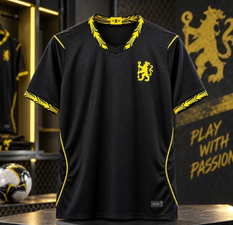 Black & Yellow Football Jersey – Premium Short Sleeve Soccer Sports T-Shirt for Men