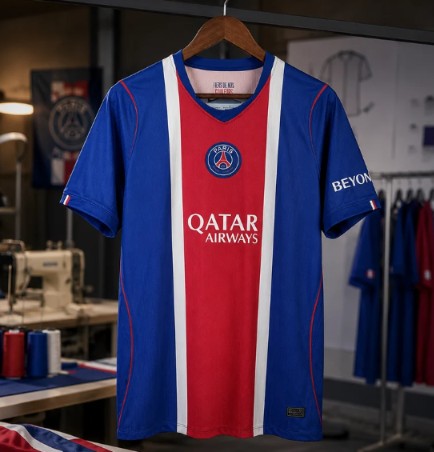 Blue & Red Striped Football Jersey – Premium Short Sleeve Soccer Sports T-Shirt for Men