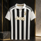Men's Black & White Striped Football Jersey – Short Sleeve Sports T-Shirt