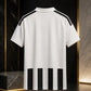 Men's Black & White Striped Football Jersey – Short Sleeve Sports T-Shirt