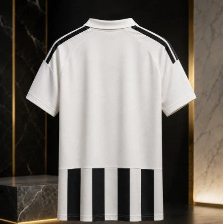 Men's Black & White Striped Football Jersey – Short Sleeve Sports T-Shirt