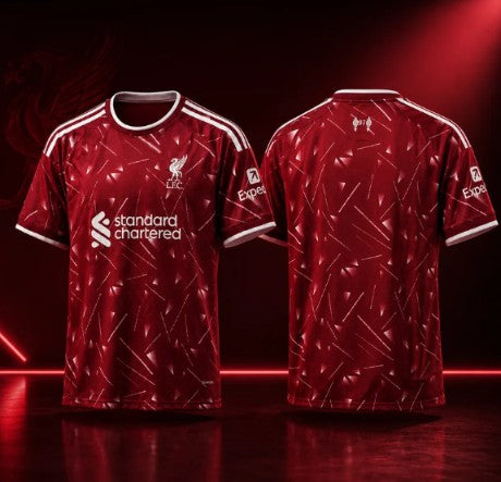 Men's Red Printed Football Jersey – Short Sleeve Sports T-Shirt